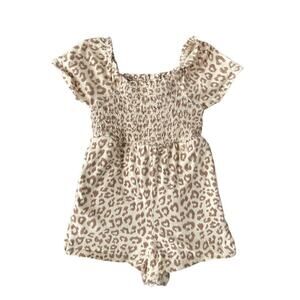 Gap Leopard Print Smocked Romper 3T